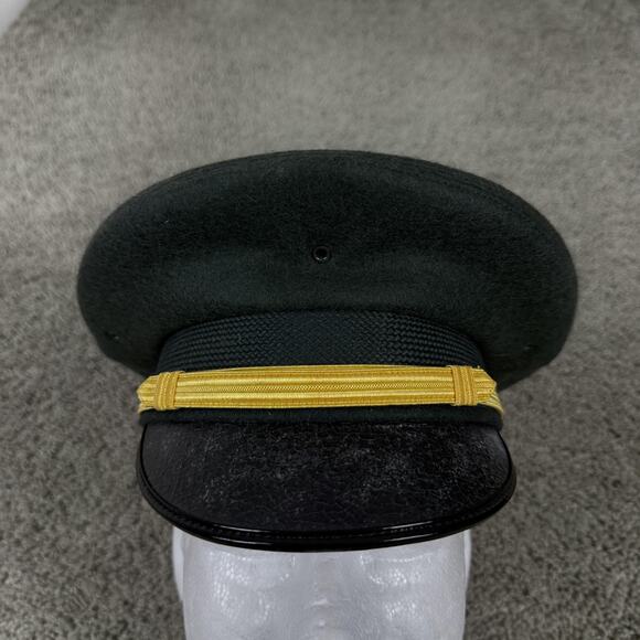 Vintage Bancroft Military Service Visor Cap Hat Green Wool Size 7 Dress Uniform